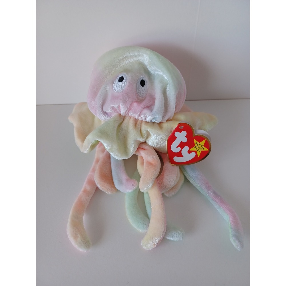 Vintage 90s Goochy Jellyfish Ty Beanie Baby Plush Stuffed Animal Collectible Toy